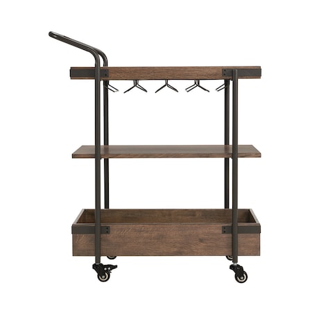 Alaterre Furniture Kyra 32"L Oak and Metal Bar Cart ANKY62RBG